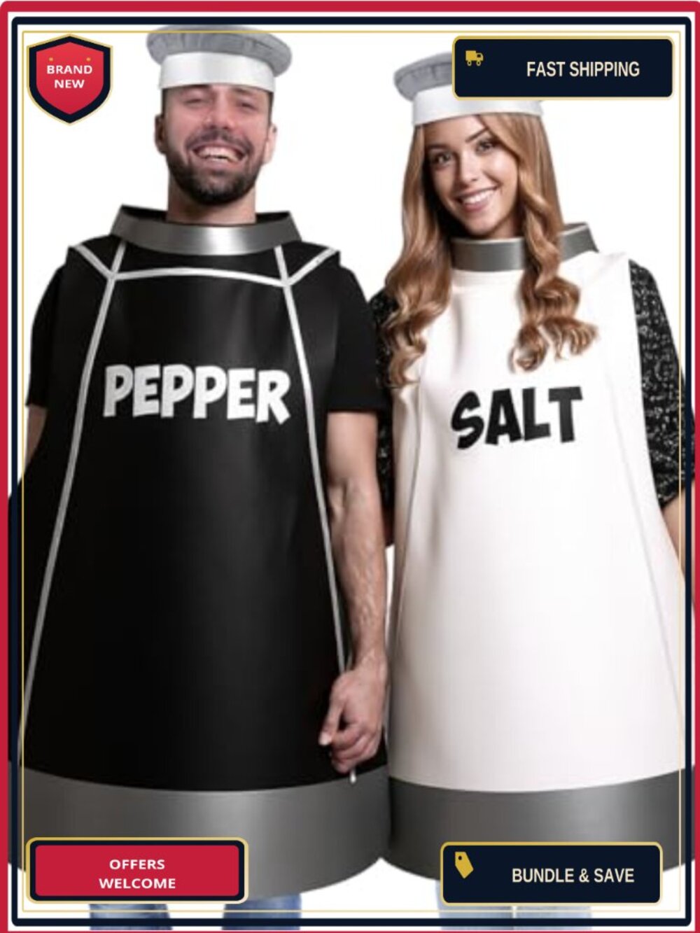 HooLing 2 Pc Halloween Couples Costumes Adult Salt Pepper Shaker